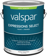 Valspar Expressions Select 4500 028.0045002.007 Latex Paint, Acrylic Base, Satin Sheen, Pastel Base, 1 gal